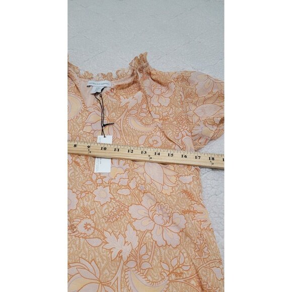 Cupcakes and Cashmere Womens Orange Floral Blouse Ruffled Neck Size M NWT - Picture 9 of 11